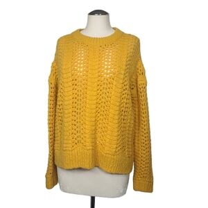 Madewell Windemere Pointelle Crewneck Yellow/Gold Sweater M